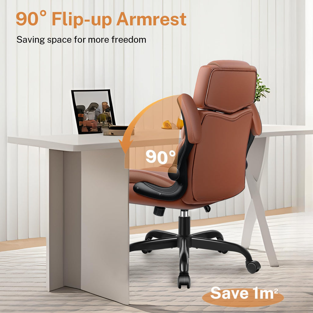 Leather Ergonomic Office Chair with Flip Up Arms B75739