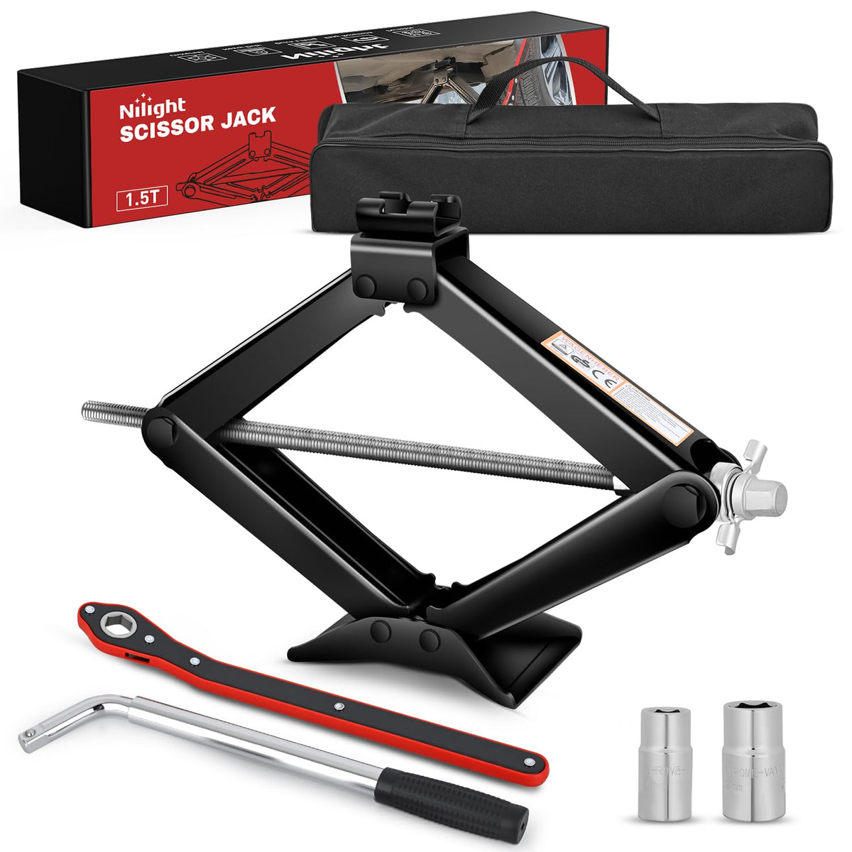 1.5 Ton Scissor Jack with Ratchet Lug Wrench H54951