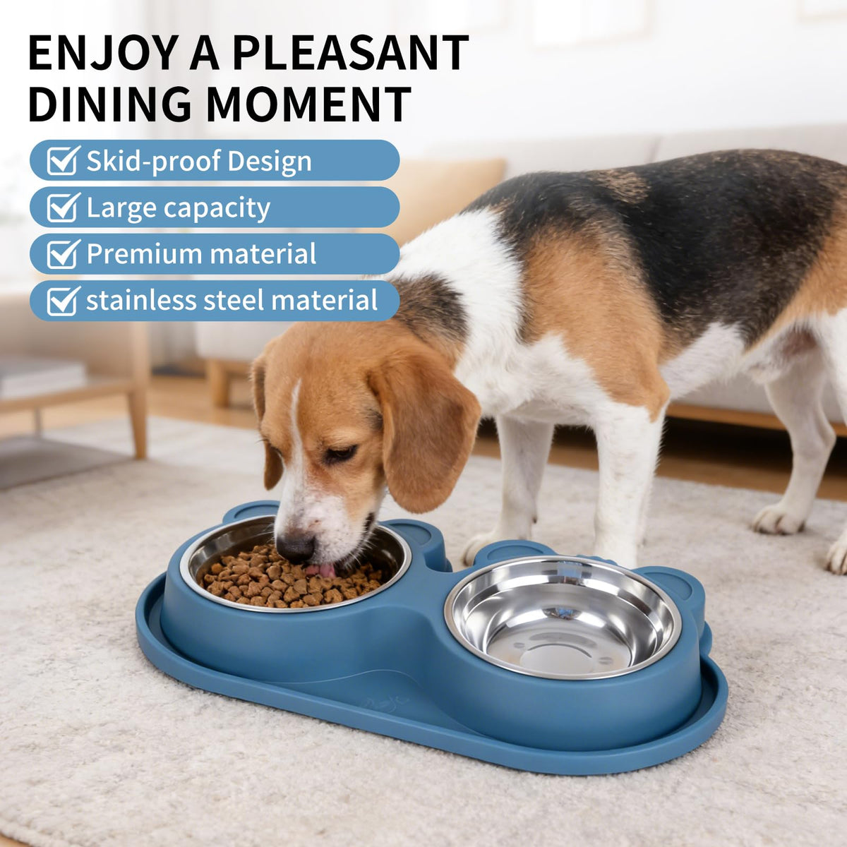 Stainless Steel Double Pet Bowls with Non-Slip Base C26945