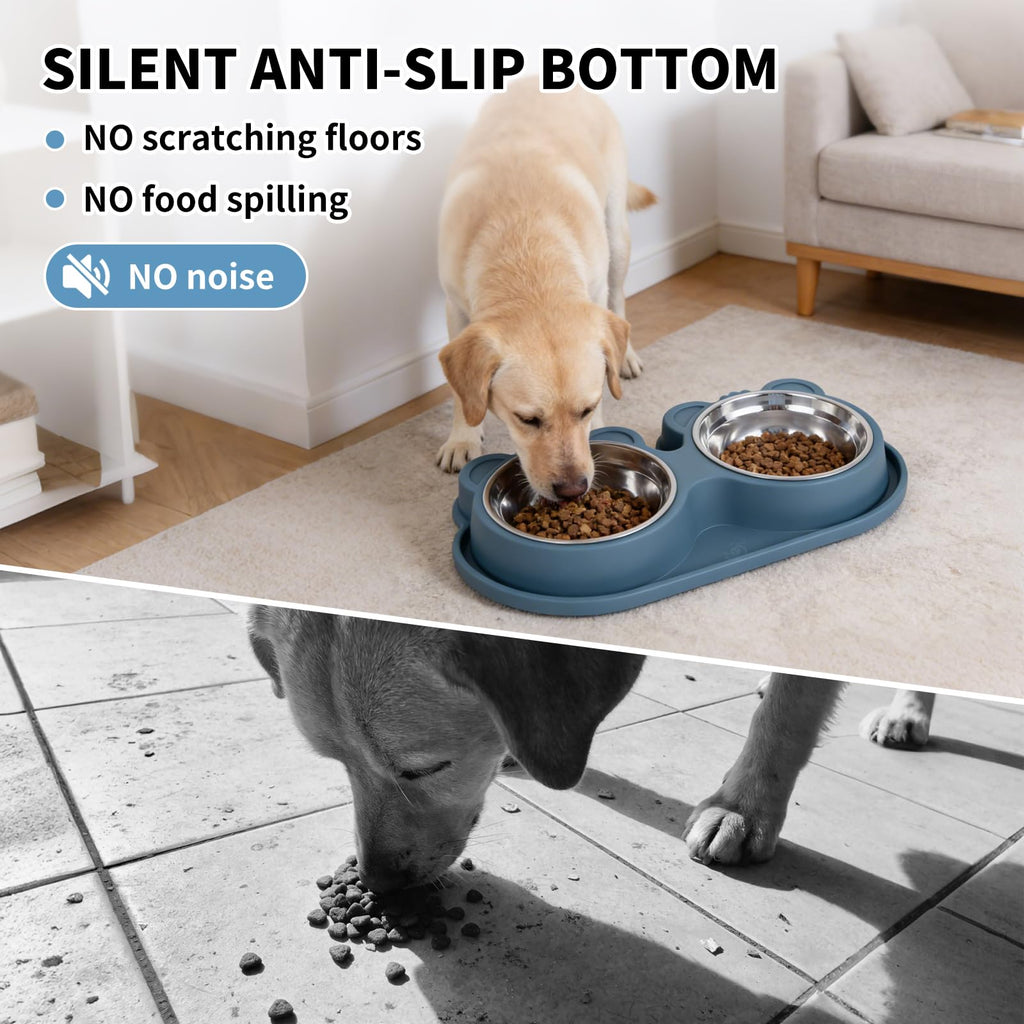 Stainless Steel Double Pet Bowls with Non-Slip Base C26945