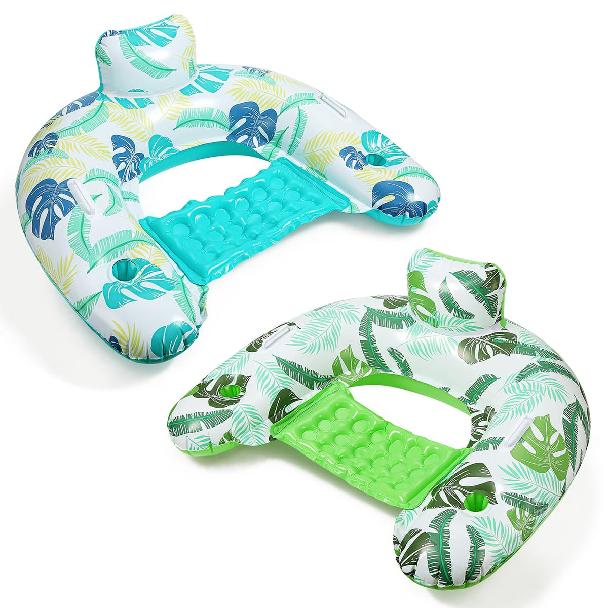 2 Pack Inflatable Pool Float Chair with Cup Holder D16633