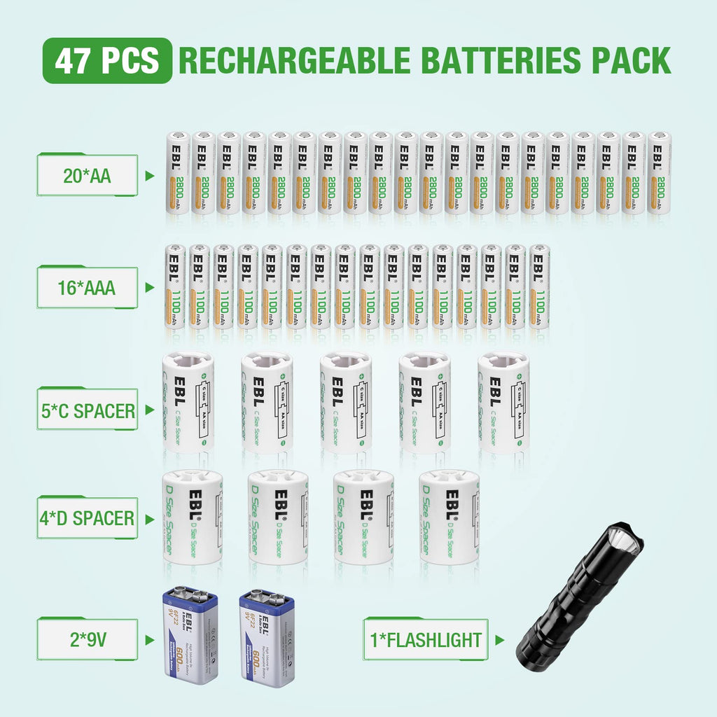 Rechargeable Batteries with Battery Organizer Storage Box O810