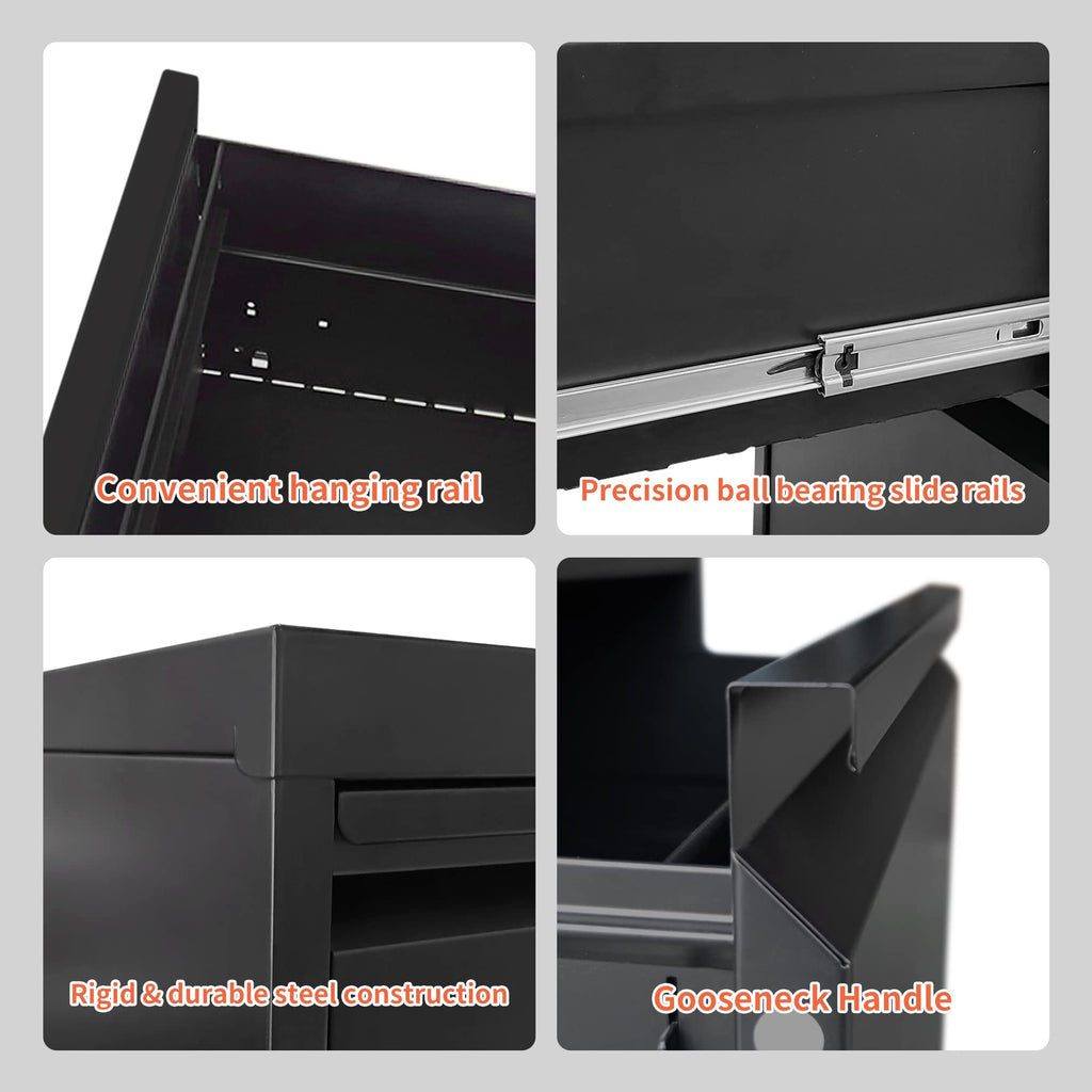 4 Drawer Black Metal File Cabinet with Lock S156457