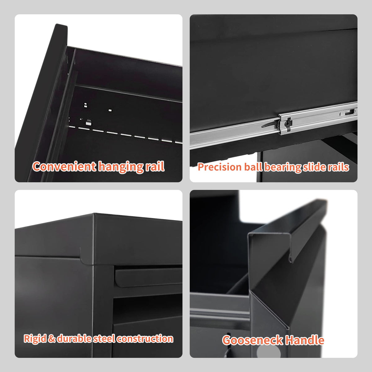 4 Drawer Black Metal File Cabinet with Lock S156457