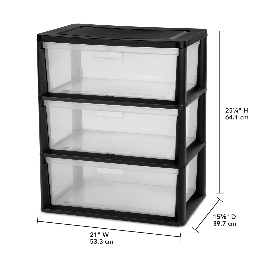 Black 5 Drawer Wide Tower X699