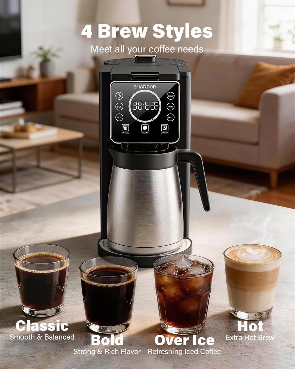 Single Serve Coffee Maker with Thermal Carafe, Matte Black F53134