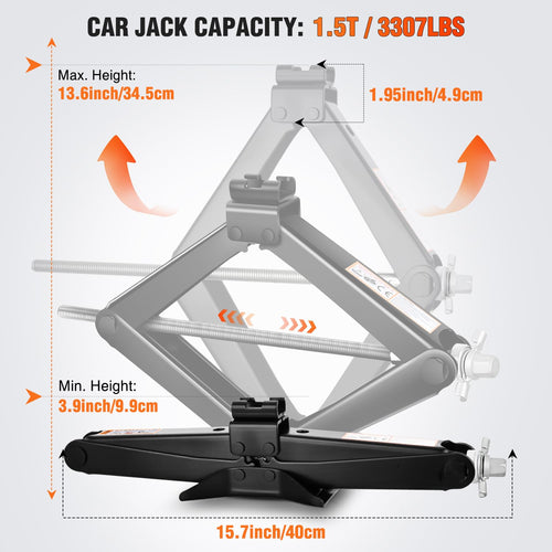 1.5 Ton Scissor Jack with Ratchet Lug Wrench H54951