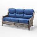 Grey Wicker 3-Seat Outdoor Sofa with Cushion C849