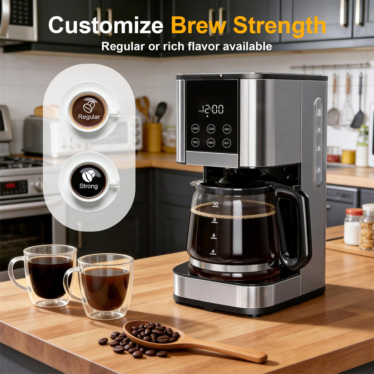 10 Cup Programmable Drip Coffee Maker with Glass Carafe A594