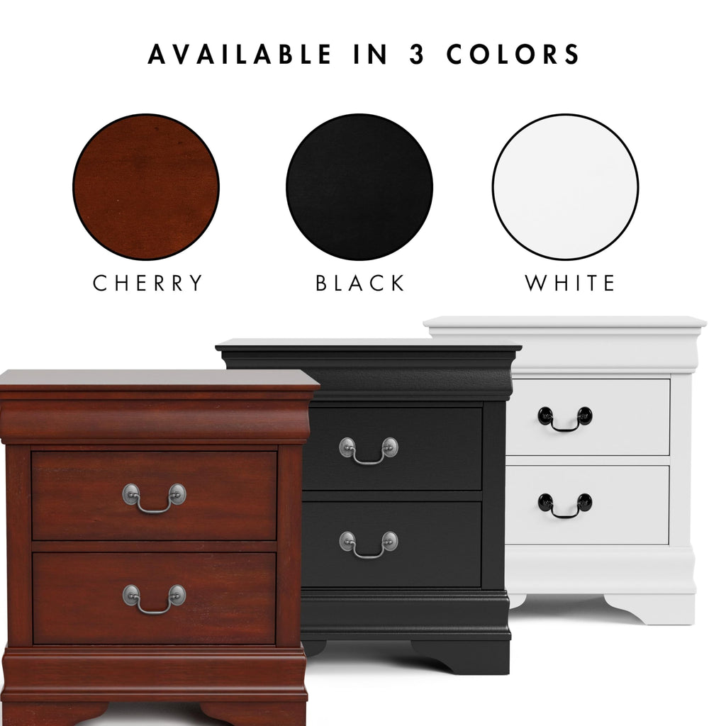 Solid Wood Nightstand with Drawers and Antique Nickle Handles M194080
