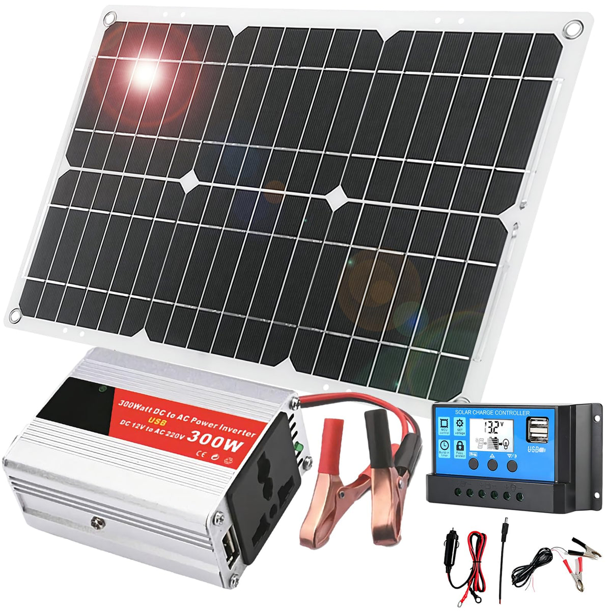 300W Off-Grid Solar Inverter Kit with 30A PWM Controller H40268