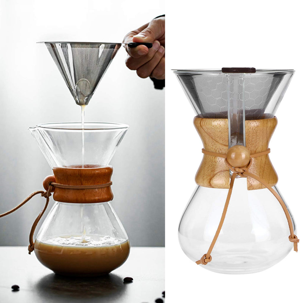 600ml High Temp Glass Coffee Drip Pot with Reusable Filter H108