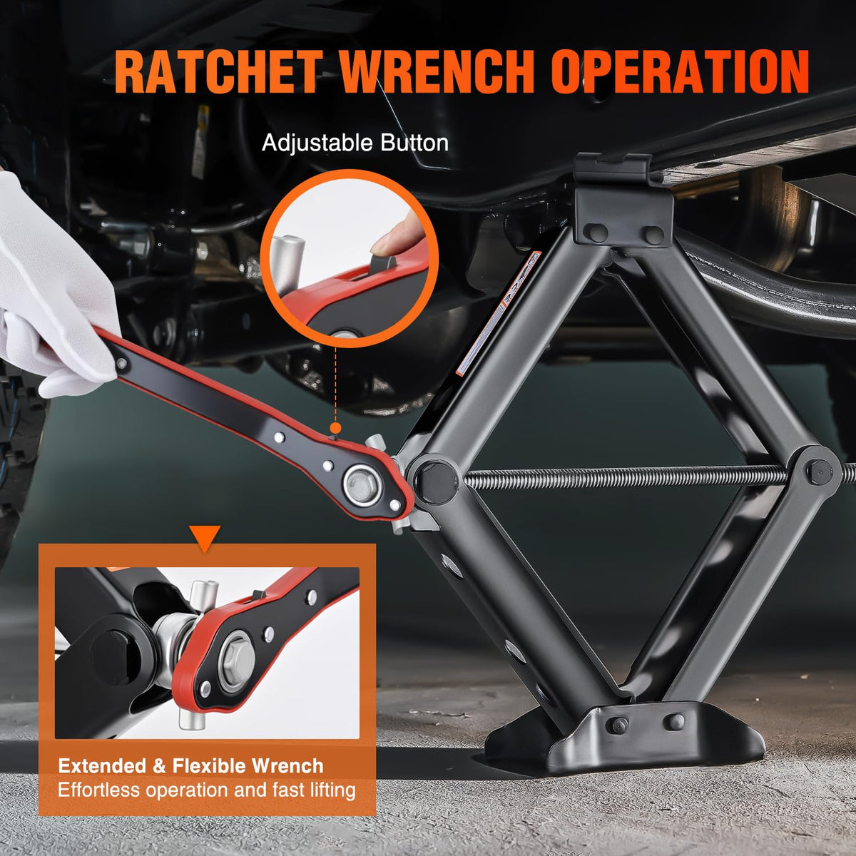 1.5 Ton Scissor Jack with Ratchet Lug Wrench H54951