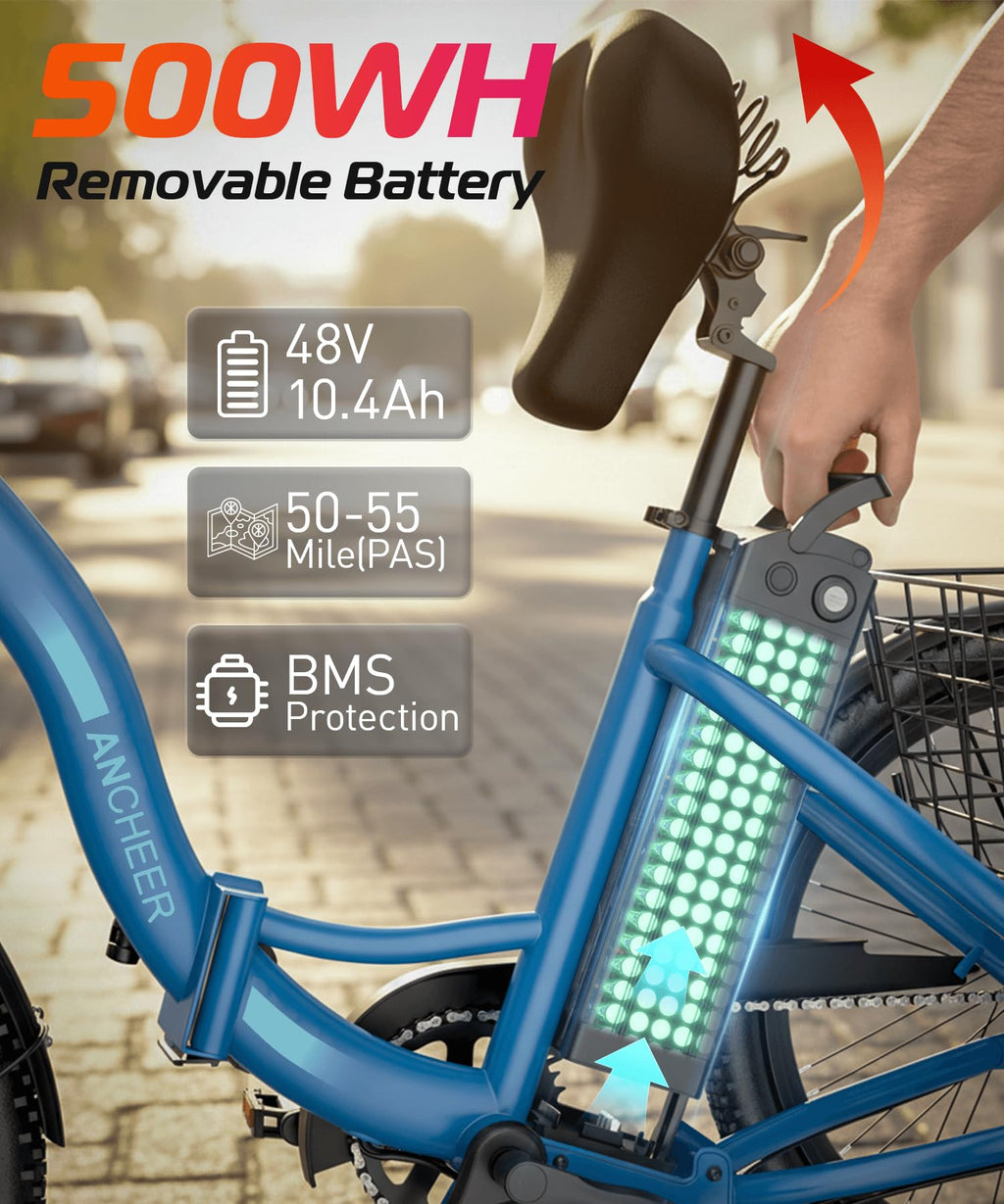 Electric Tricycle for Adults, 600W Folding, 24" 499Wh, 15.5MPH, Removable Battery, 3 Wheel, Blue M1624