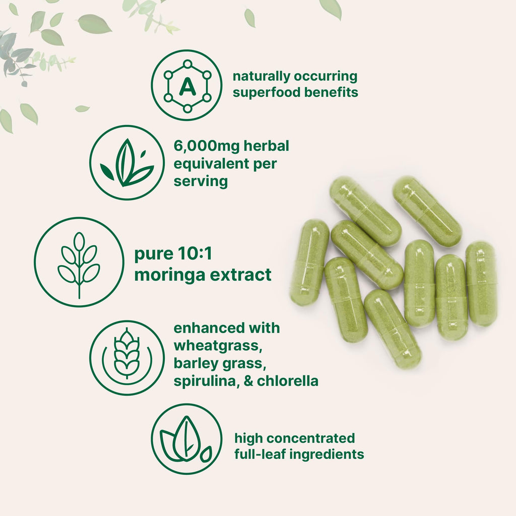 300 Capsules Moringa Oleifera Supergreens Blend Supplement F30206