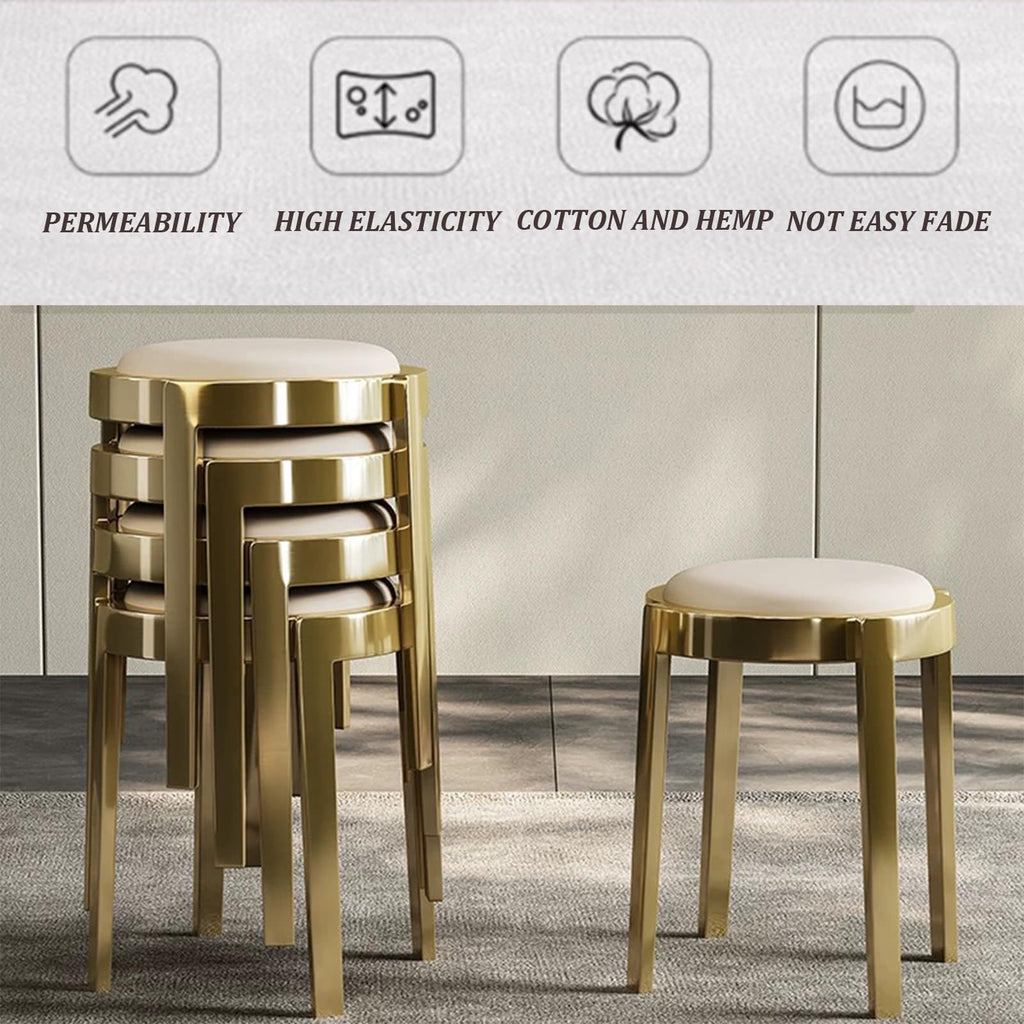 Round Stackable Stainless Steel Imitation Leather Stools A1729