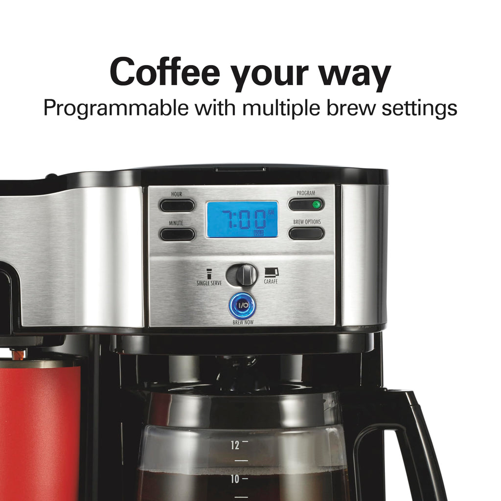 2-Way Coffee Maker, Single-Serve and 12-Cup Pot, Black/Stainless Steel B427992