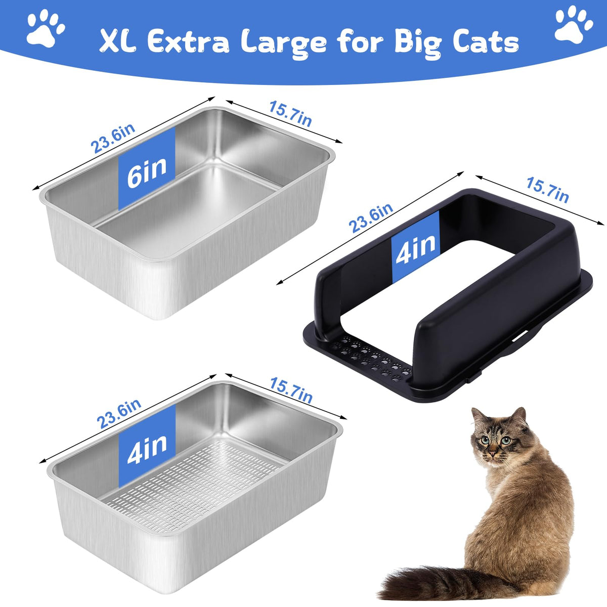 Stainless Steel Sifting Litter Box with Lid H986