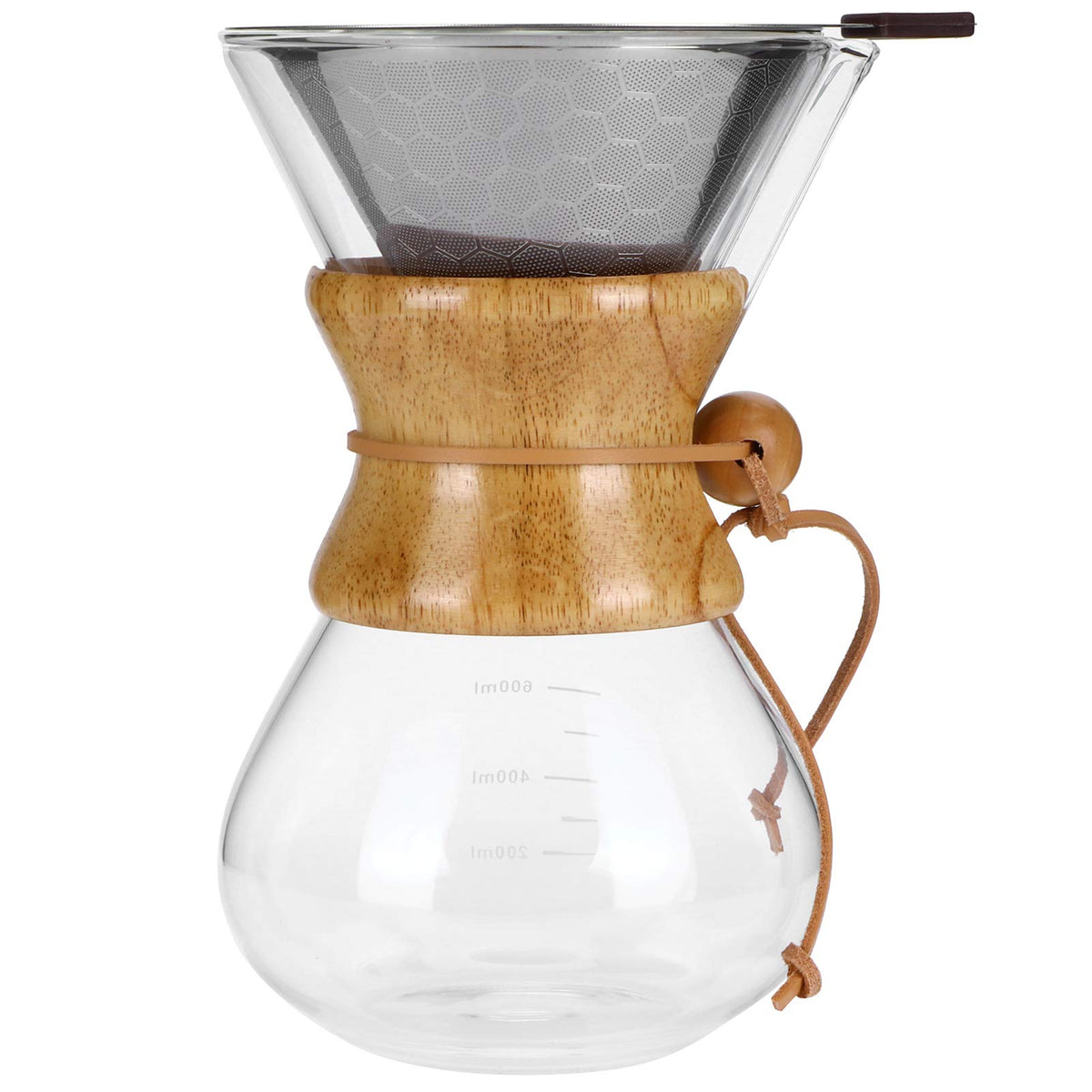 600ml High Temp Glass Coffee Drip Pot with Reusable Filter H108