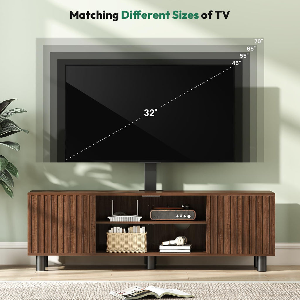 Walnut TV Stand with Mount for 65-75 Inch TV Q789582