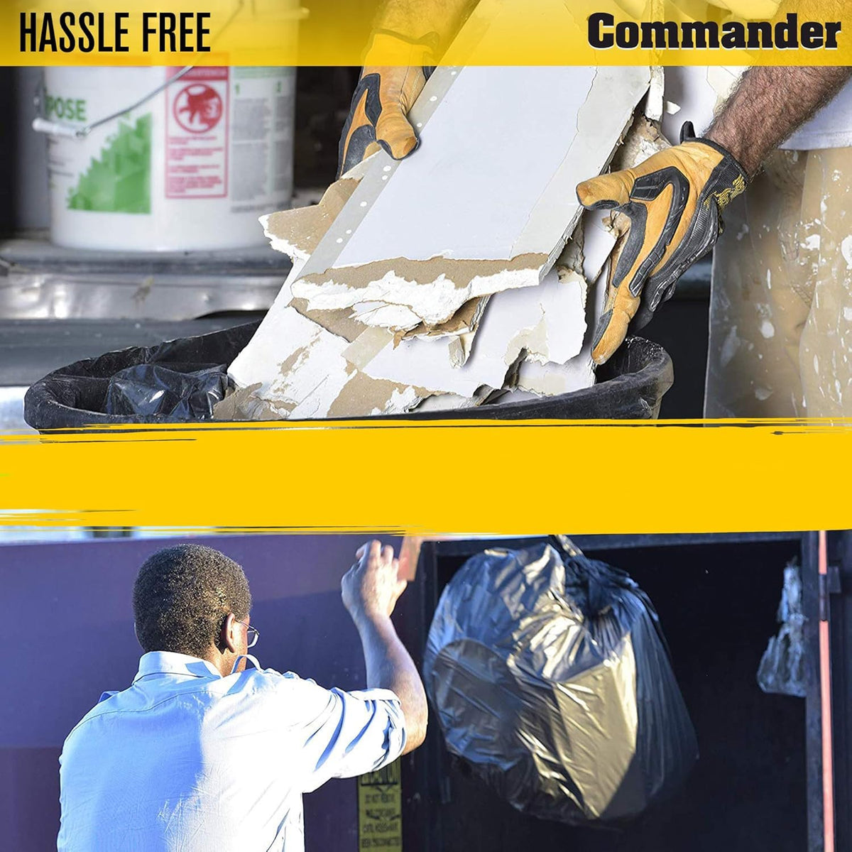 55 Gallon Heavy Duty Contractor Bags with Flap Ties, Pack of 80 G155