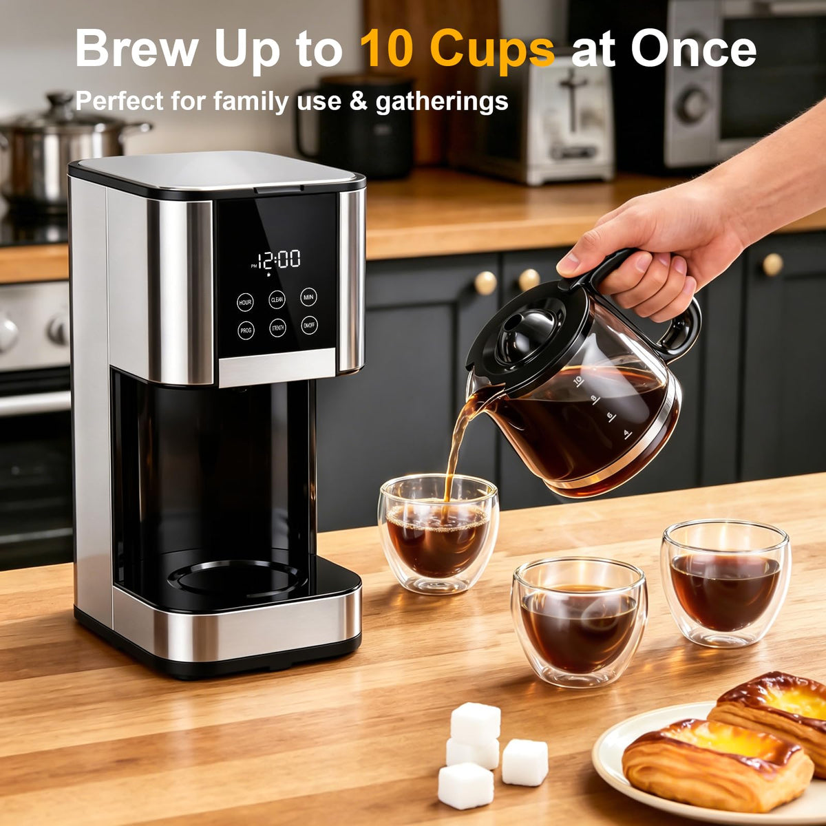 10 Cup Programmable Drip Coffee Maker with Glass Carafe A594