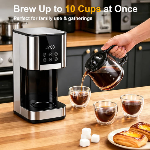 10 Cup Programmable Drip Coffee Maker with Glass Carafe A594