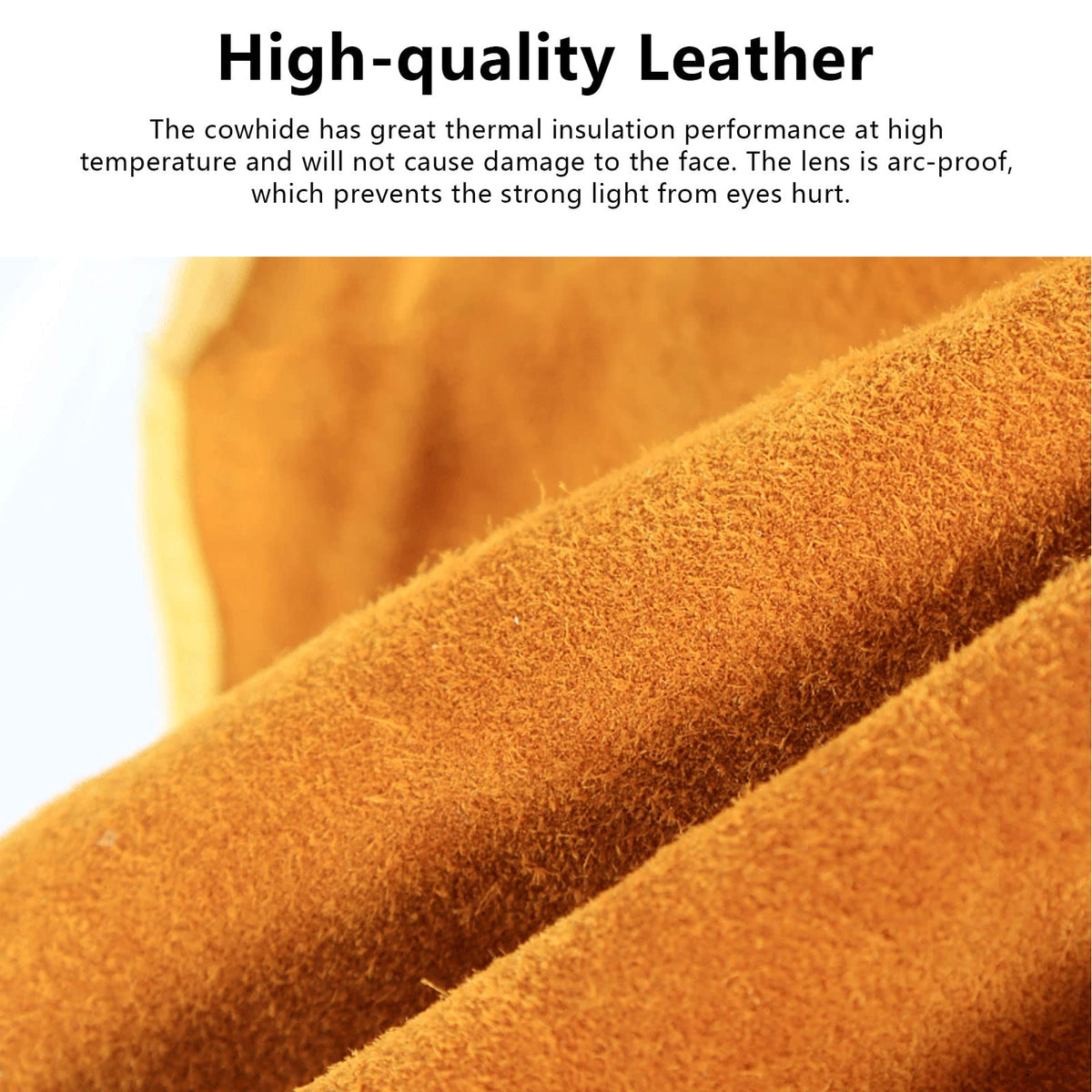 Cowhide Leather Welding Hood with Auto Darkening Filter H409685