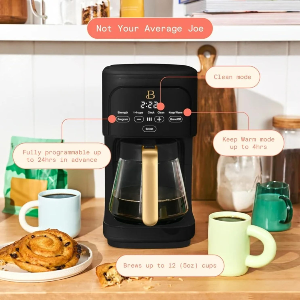 Programmable 12-Cup Drip Coffee Machine with Glass Carafe B956