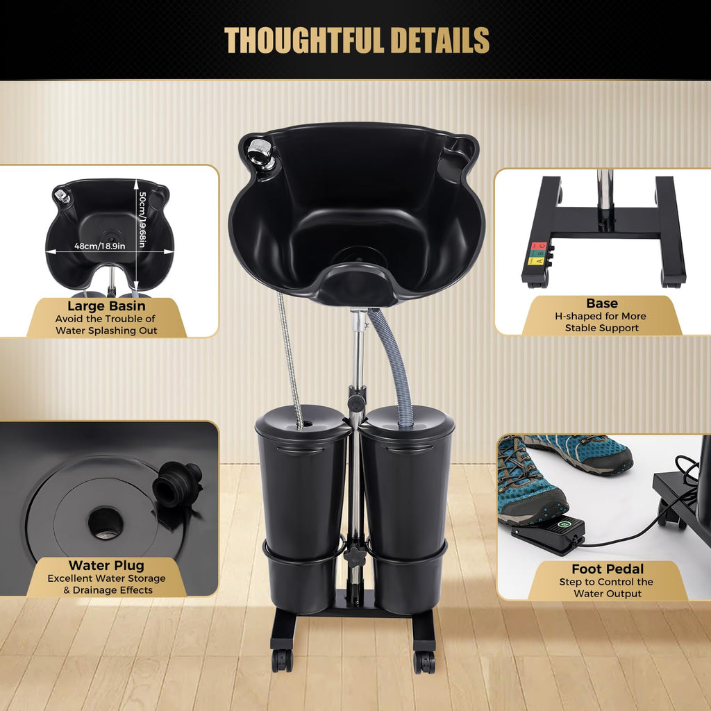 Portable Height and Angle Adjustable Shampoo Basin with Electric Pump B998