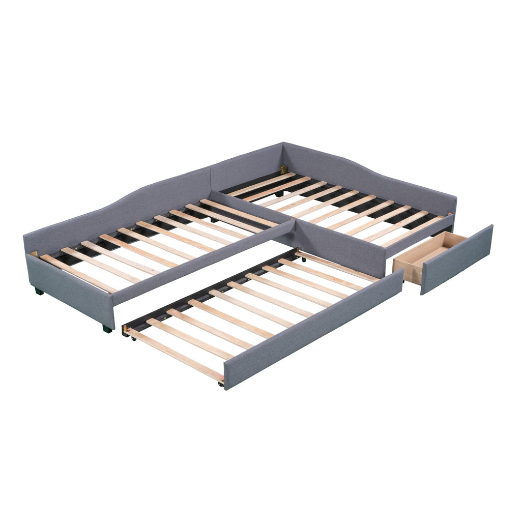 L Shaped Twin Daybed with Trundle and Storage Drawers N936