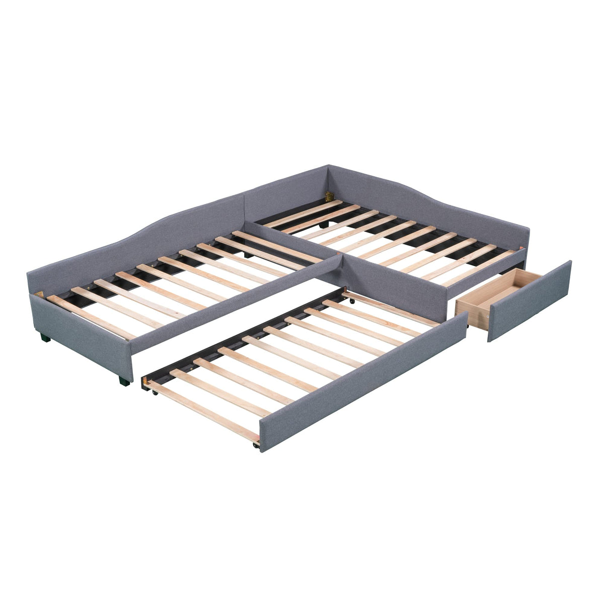L Shaped Twin Daybed with Trundle and Storage Drawers N936