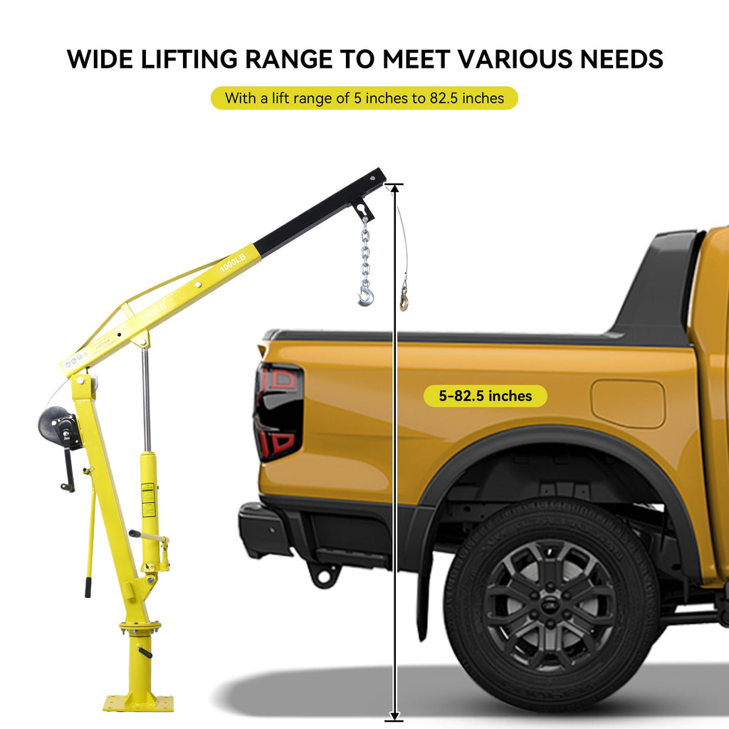 2000 lbs Folding Truck Crane with Hydraulic Winch A1707