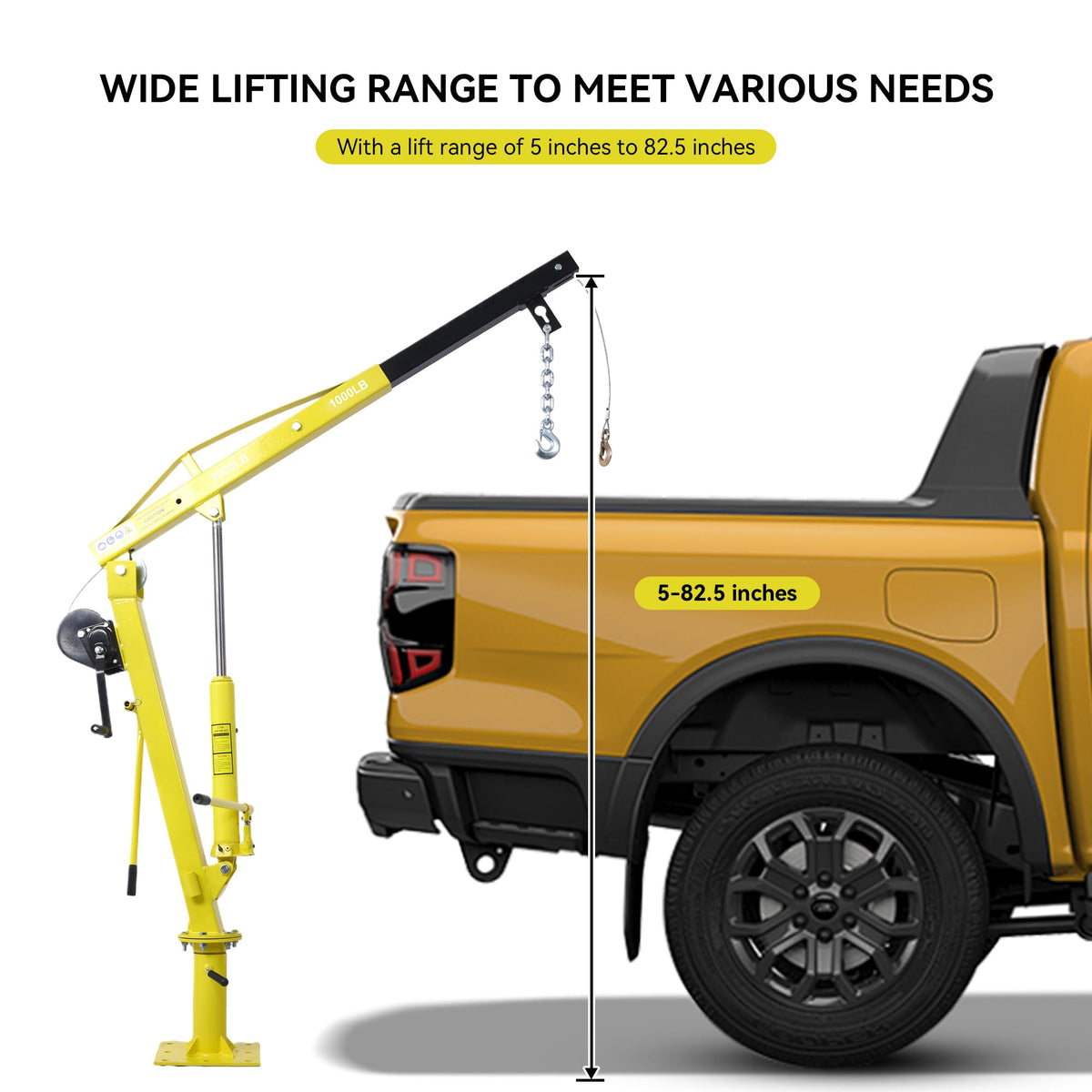 2000 lbs Folding Truck Crane with Hydraulic Winch A1707