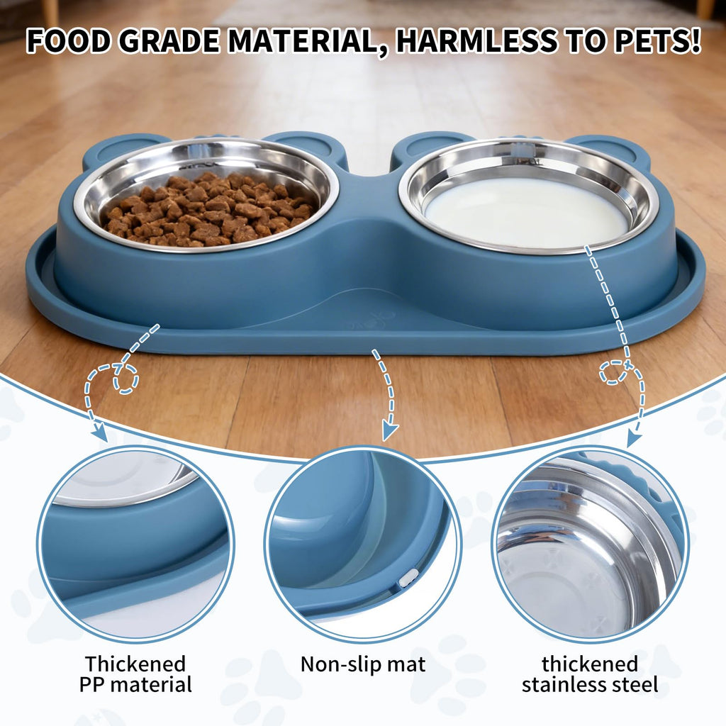 Stainless Steel Double Pet Bowls with Non-Slip Base C26945