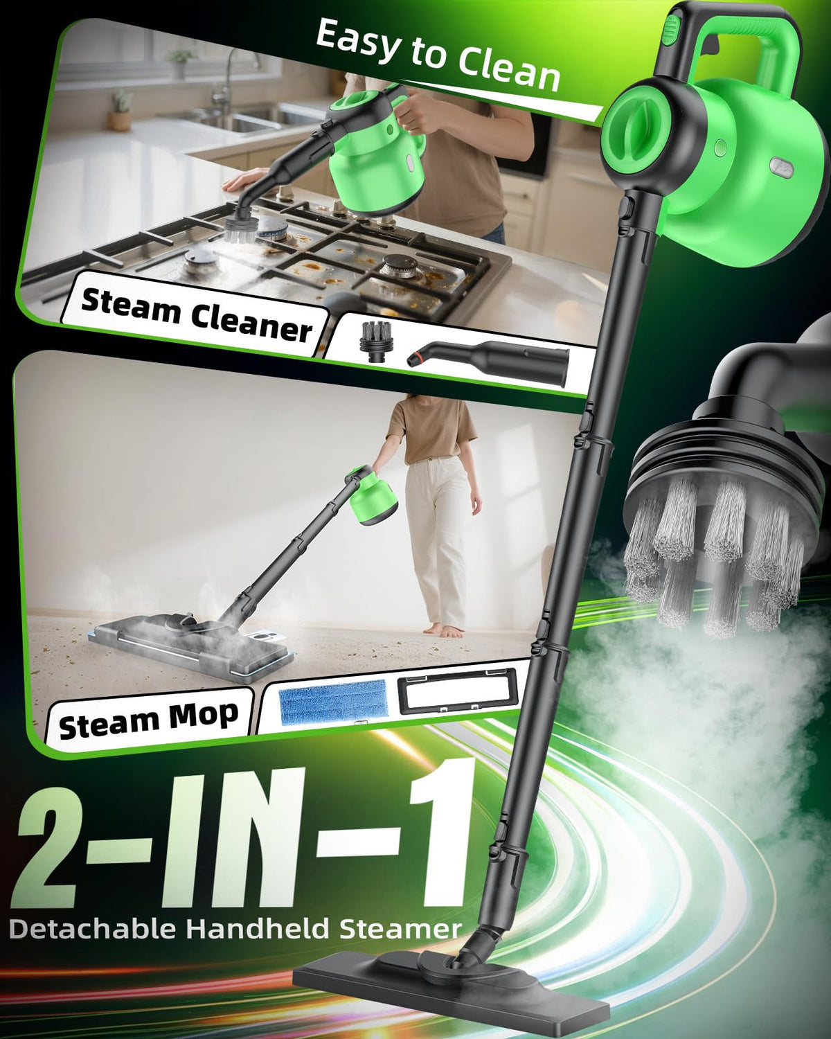1400W 12-in-1 Steam Mop with Detachable Handheld Steam Cleaner M527