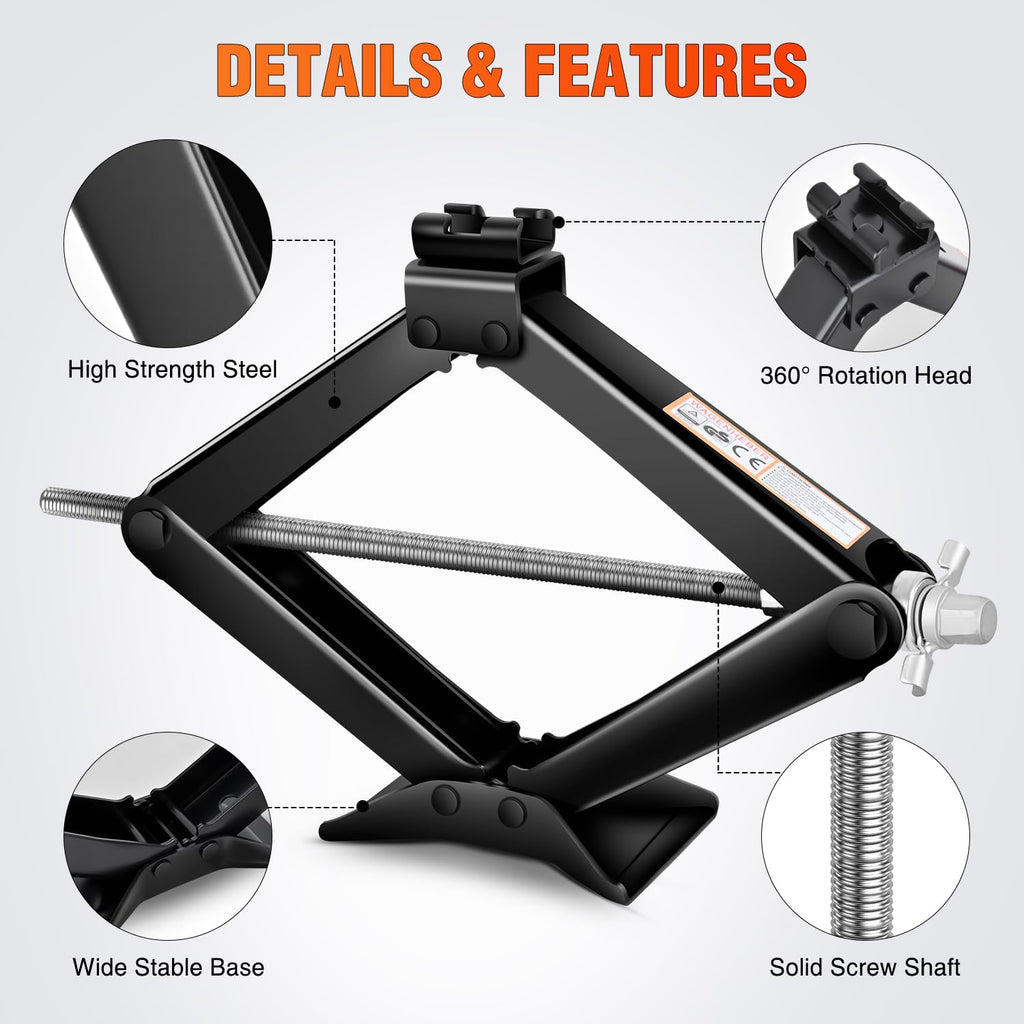 1.5 Ton Scissor Jack with Ratchet Lug Wrench H54951