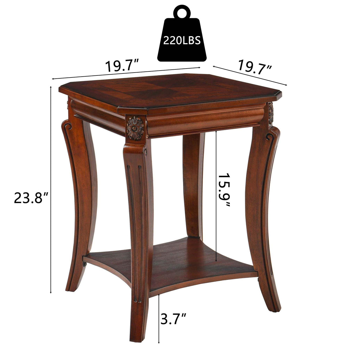 Cherry Brown Side Table with Storage Shelf F2110