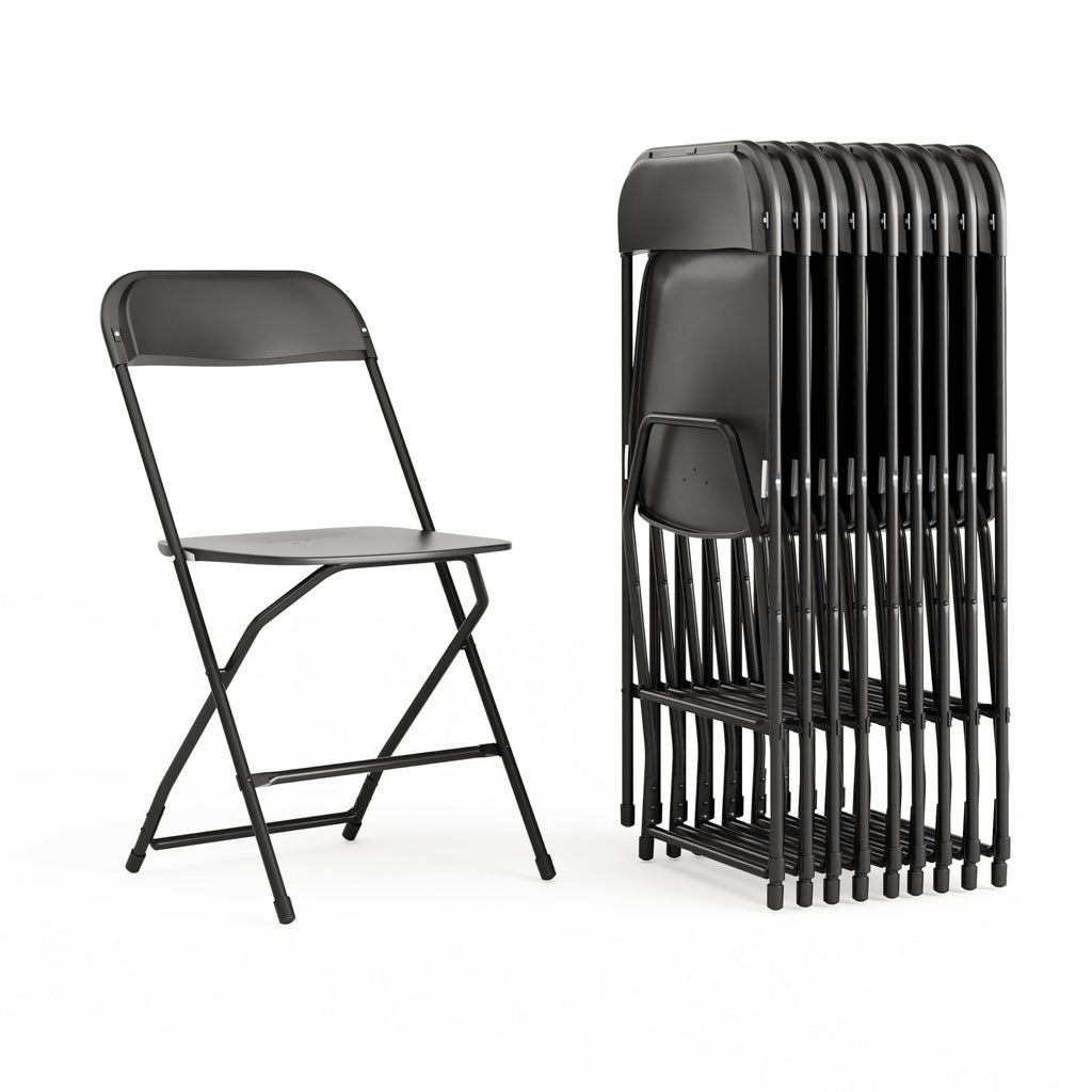 Black Plastic Folding Event Chair 10-Pack W252