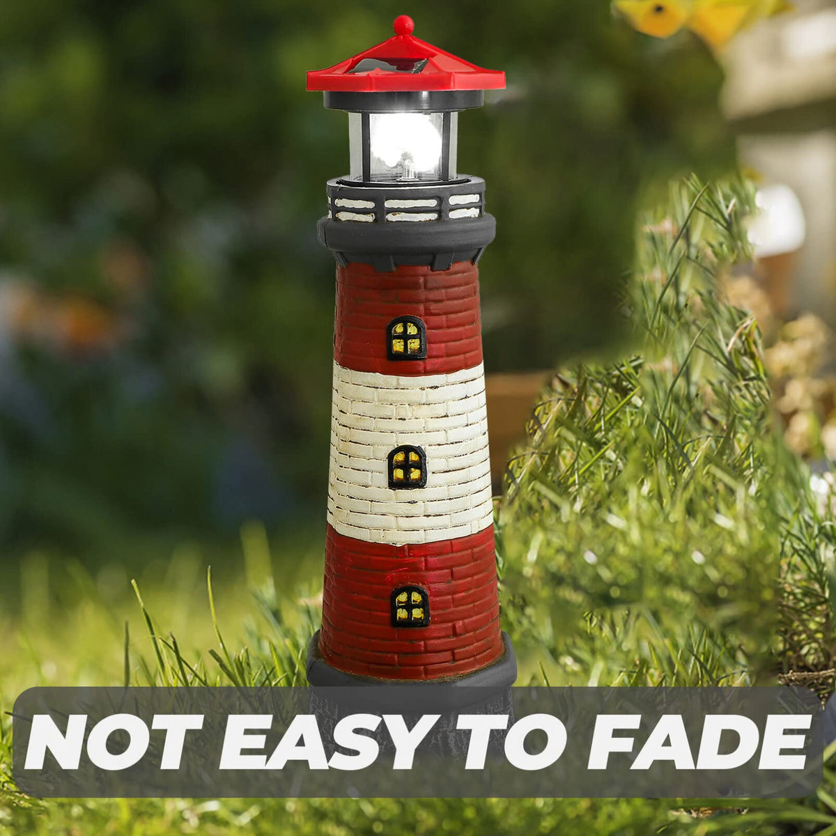 Solar Rotating Lighthouse Outdoor Lantern Resin Street Light K72438