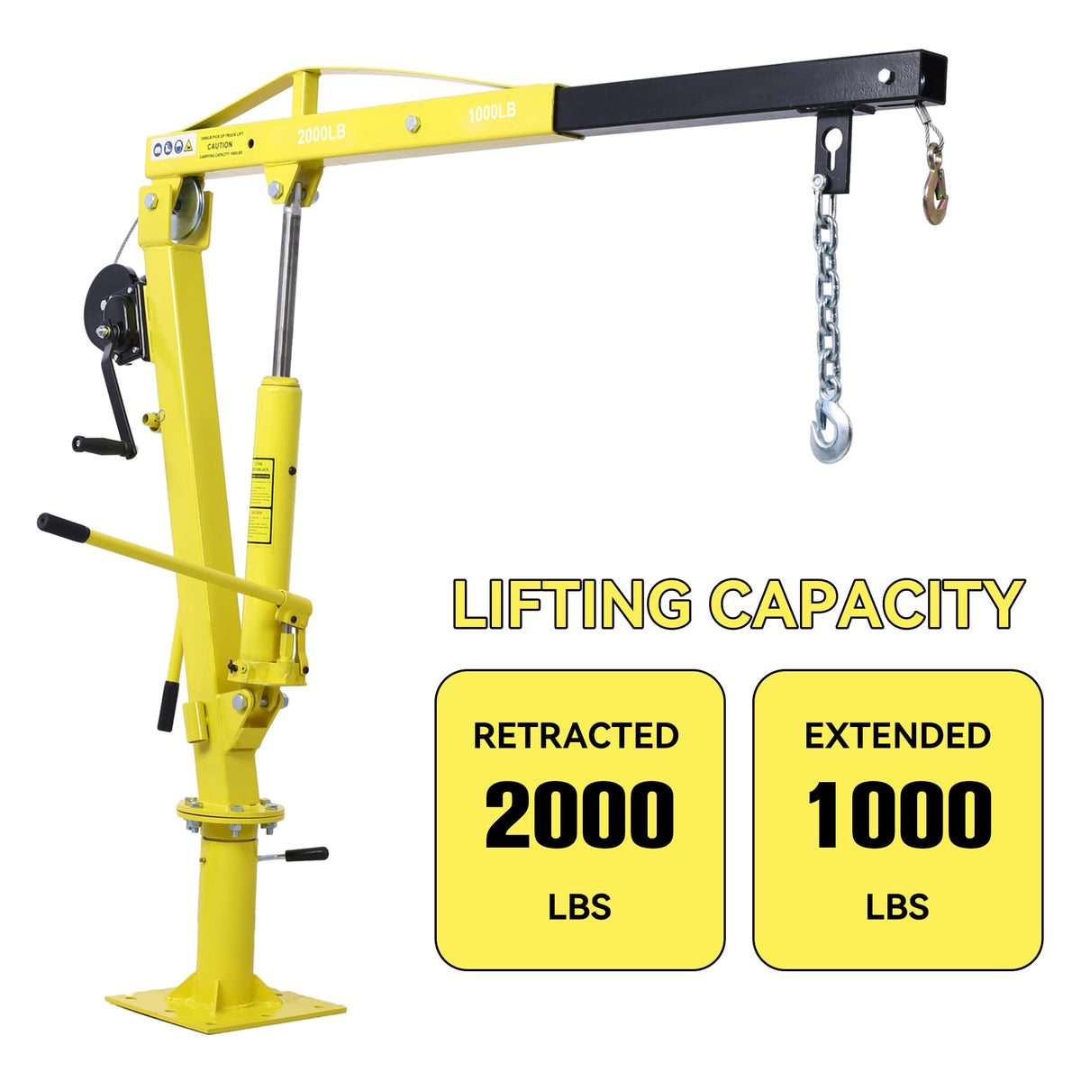 2000 lbs Folding Truck Crane with Hydraulic Winch A1707