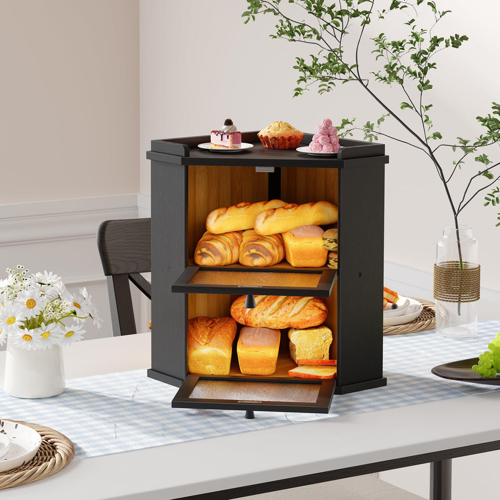 2-Tier Bamboo Bread Box V827