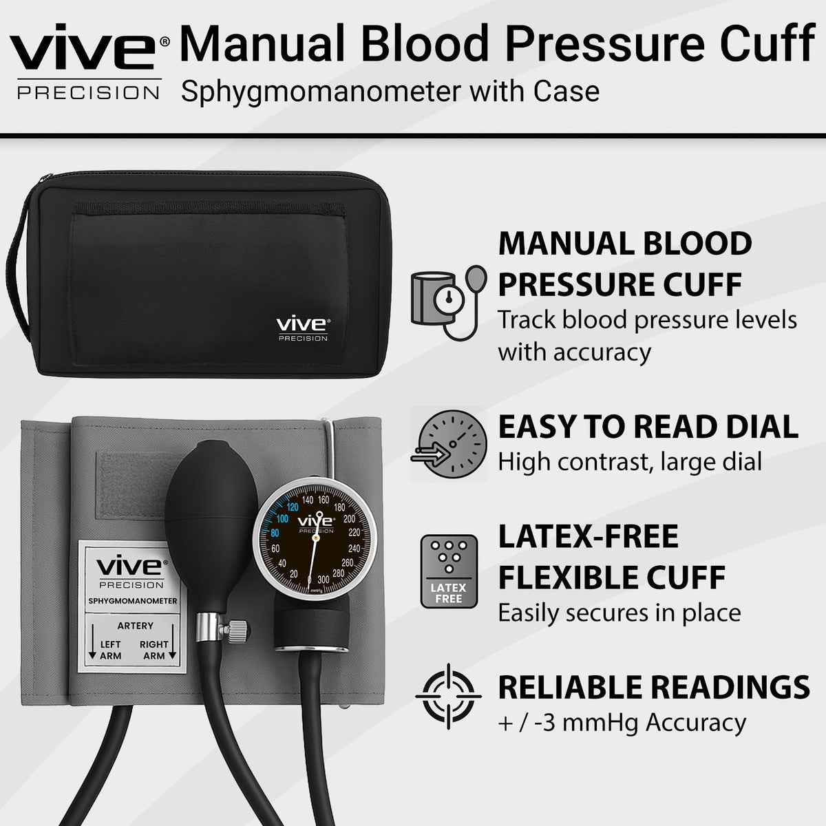 Manual Blood Pressure Cuff Aneroid Sphygmomanometer with Case Y920279