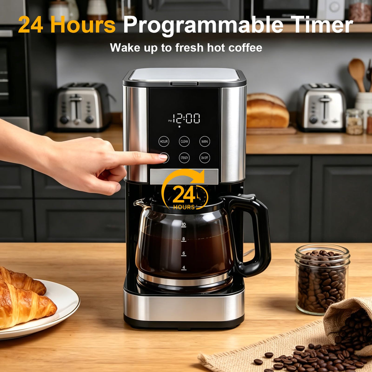 10 Cup Programmable Drip Coffee Maker with Glass Carafe A594