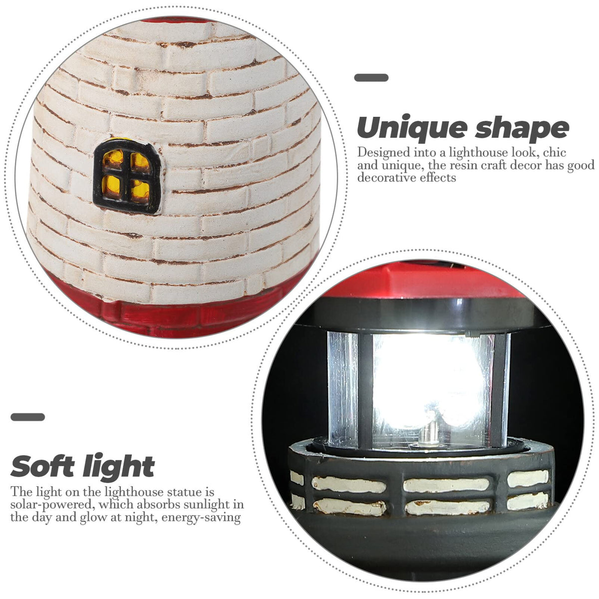 Solar Rotating Lighthouse Outdoor Lantern Resin Street Light K72438