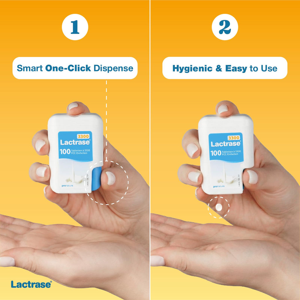 Lactrase Tablet Dispenser 3,300 FCC Lactase Units 100 Pills K856439