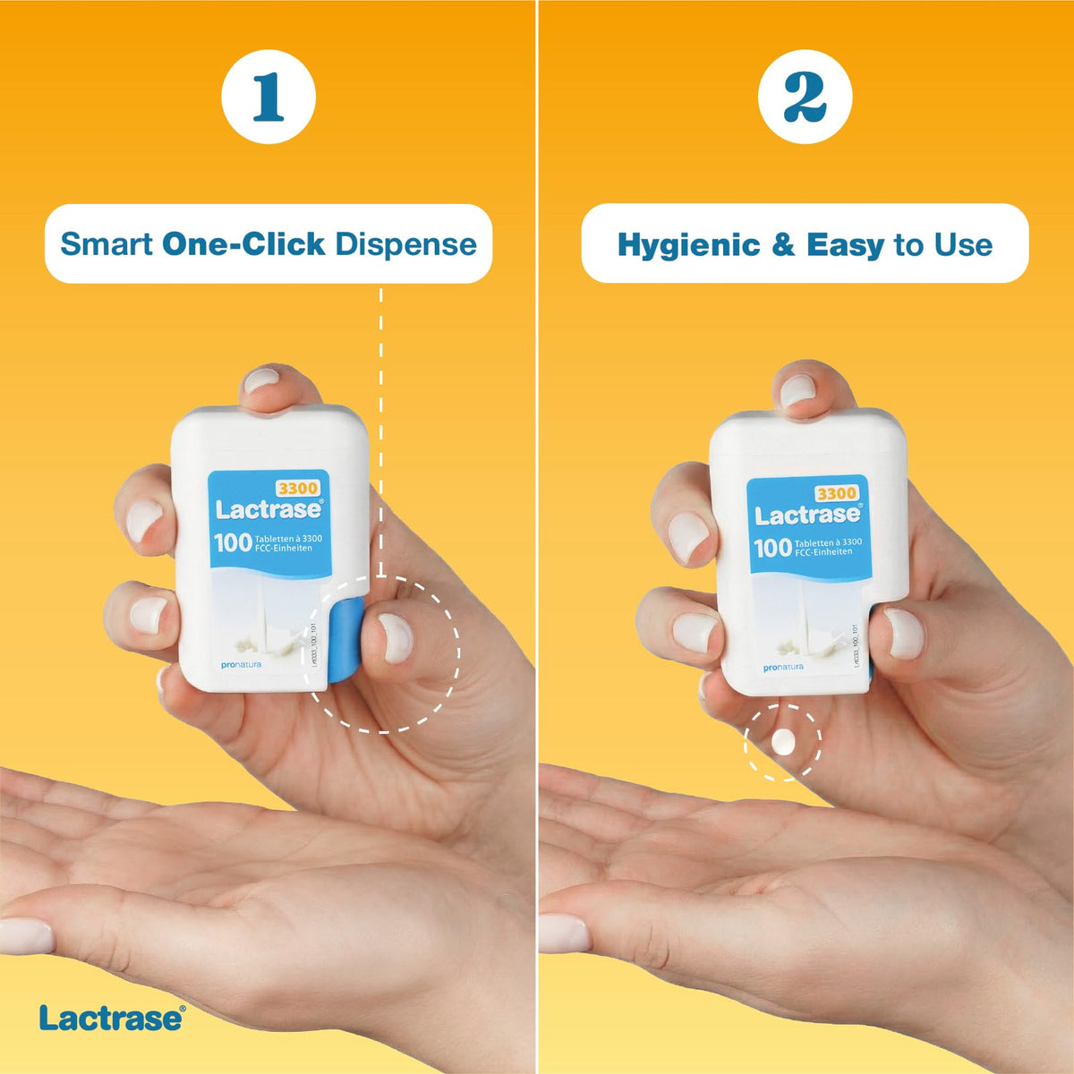 Lactrase Tablet Dispenser 3,300 FCC Lactase Units 100 Pills K856439