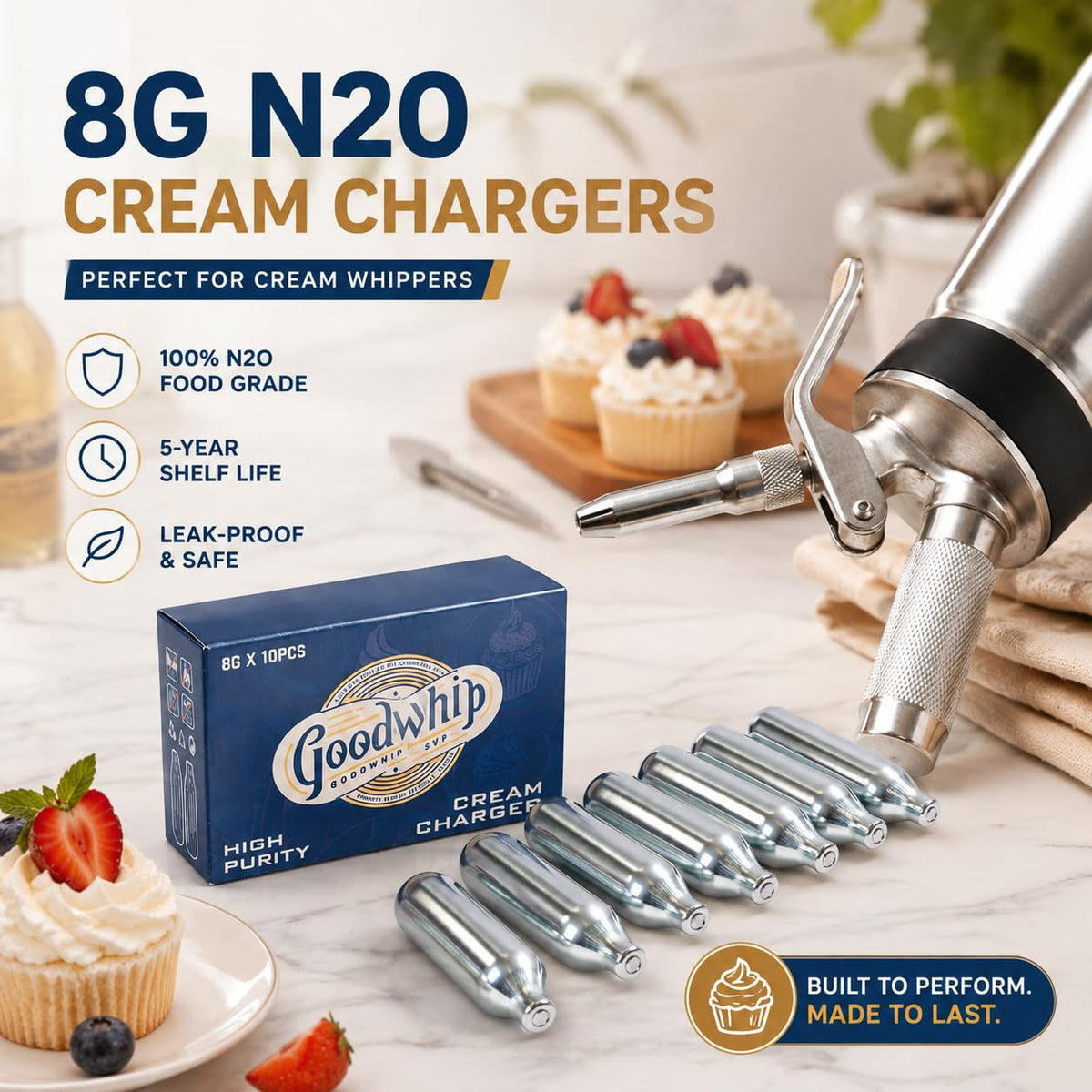 8g N2O Whipped Cream Chargers 10-Pack R464