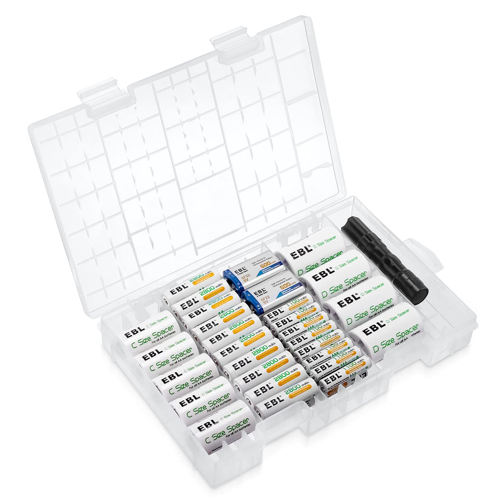Rechargeable Batteries with Battery Organizer Storage Box O810