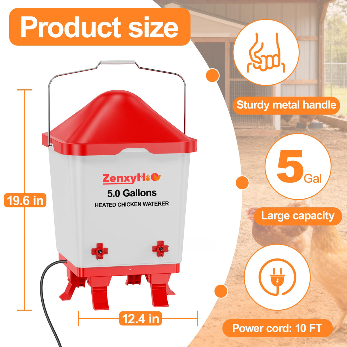 5.0 Gal Heated Chicken Waterer Bucket J47227